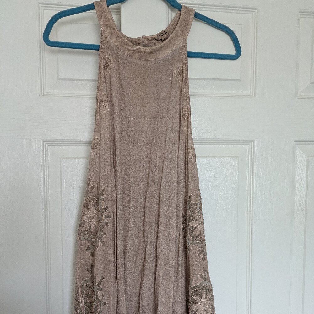 Dusty Pink Halter Tunic/Mini with Floral Details - Large